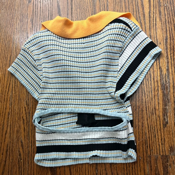Urban outfitters BDG striped knit collared half zip open back - Picture 4 of 6